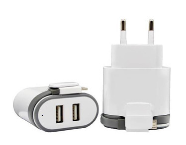 2 ports USB travel charger with emergency cable