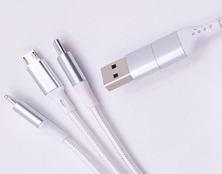 2 to 3 charging cable Type C/USB to Micro USB/Type C/Lightning 3in1 multifunction cable
